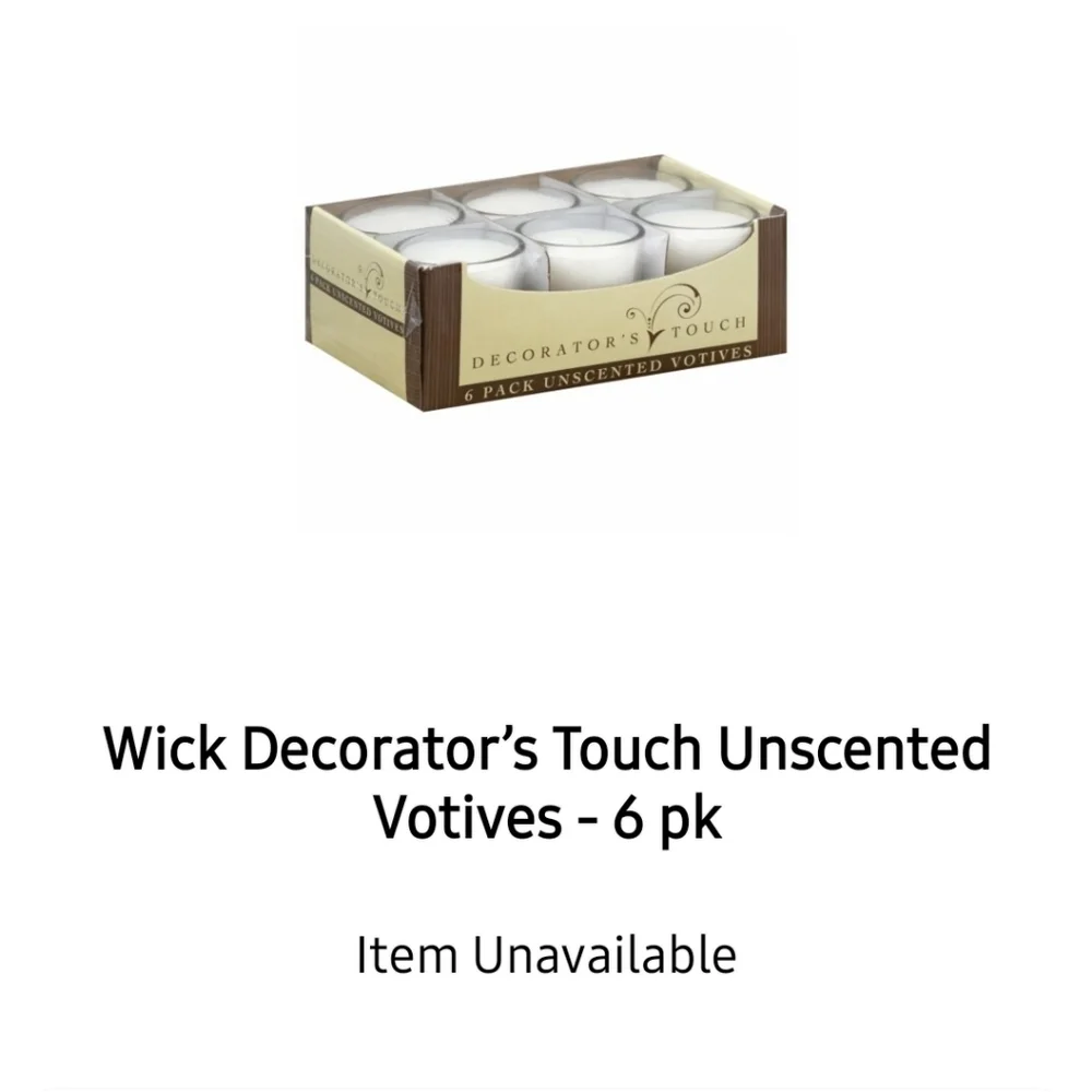 DECORATOR'S TOUCH 6 Pack Unscented Shotglass Votive Candles BNWT 1 LEFT